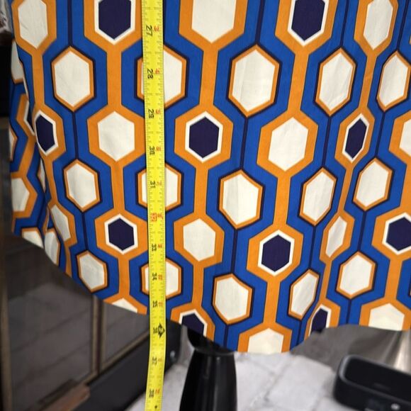 The Limited Women Shirt Dress Blue Yellow Ivory Geometric Work Office Large - Picture 9 of 9